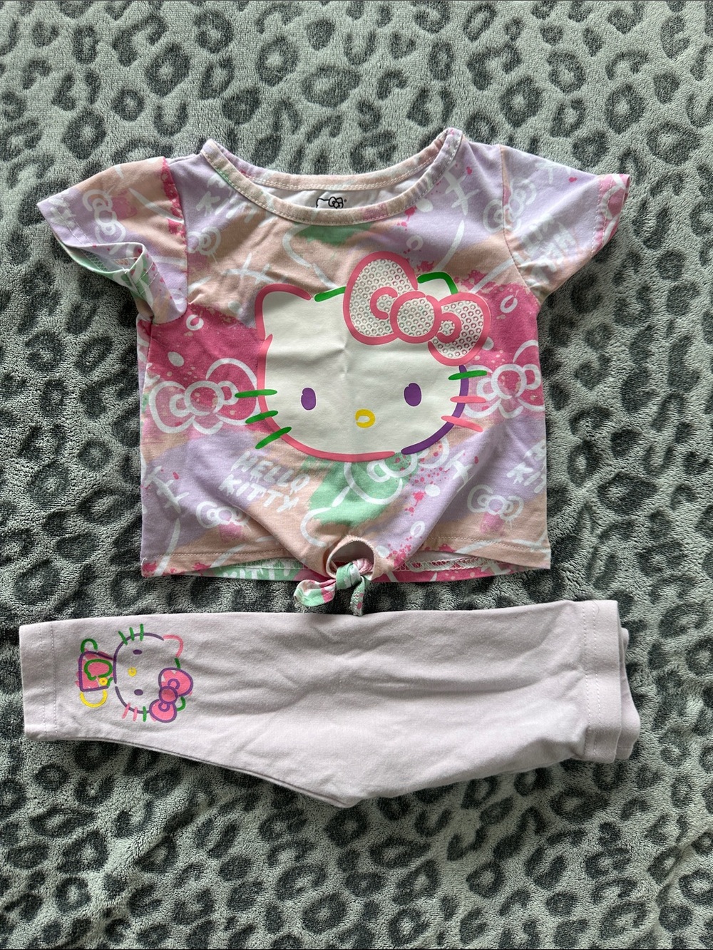 Hello Kitty Pink & Pastel Tie-Front Pajama Set